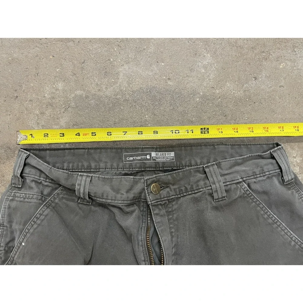 Carhartt Pants Mens 36x30 Gray Relaxed‎ Fit Canvas Carpenter Work B324-DFE